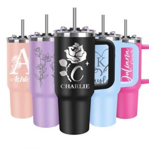 SECOGM 40oz Gobelet Personnalisé avec Poignée Texte Nom 1135ml Mug Isotherme Personnalisable Avec Prénom Cadeaux pour Femme Maman Papa et Amis Anniversaire (NAME) (CSLAIXI, neuf)