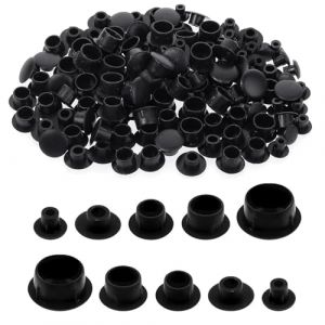 Lot de 160 Cache-Trous en Plastique, Capuchons Trous De Perçage Couvercle à Vis, Cache-Vis Trous De Clous M8, pour Tous Types De Perçage Trous Clous De Meubles (5 Mm/6 Mm/8 Mm/10 Mm). (Noir) (lezed, neuf)