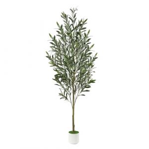 Alupssuc Olivier Artificiel 150cm en Pot Blanc, Arbre Artificielle Interieur Exterieur, Plantes Artificielles Interieur Fausse Plante Verte D&eacute;coration pour Maison Chambre Salon Balcon Cour Jardin (RADANOS TARADING LTD, neuf)
