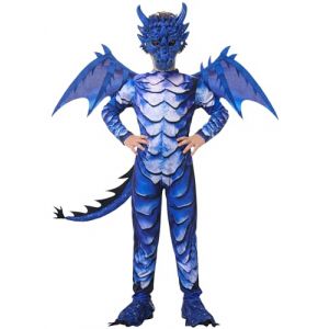 Costume de dragon pour enfant avec queue d'ailes et masque pour gar&ccedil;ons et filles, Halloween, carnaval, costume de dragon bleu pour enfants de 4, 5, 6, 7, 8, 9, 10, 11, 12 ans (Enhenenhen, neuf)