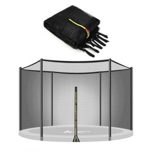 Filet Trampoline Ø 426 427 430 cm 8 Barres, Filet Remplacement de Sécurité pour Trampoline 426 427 430 cm 8 Barres, Filet de Protection Résistant aux UV avec Fermeture Éclair, Couleur Noir (XinQi_01, neuf)