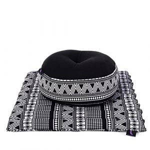 Leewadee set de m&eacute;ditation - Set de m&eacute;ditation en Kapok, coussin et tapis de m&eacute;ditation Zafu et Zabuton, Noir Blanc (Leewadee, neuf)