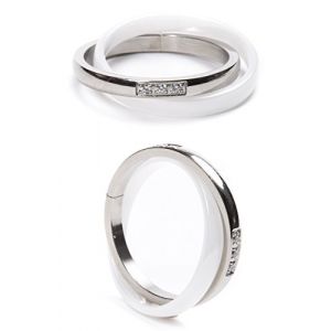 AURSTORE® Bijoux Bague Femme Céramique Acier Inoxydable serti de pierre Oxyde de Zirconium Avec Sac Cadeau(Taille de Bague Optionnel) (Blanc, 52) (Lolorara, neuf)
