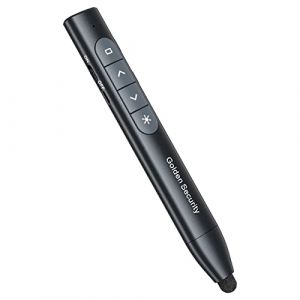 Telecommande Ordinateur Powerpoint Pointeur du Présentateur avec 2.4GHz USB, Rechargeable et Inscriptible de Télécommande Powerpoint, pour Présentation, Enseignement, Bureau (Golden Security Store, neuf)