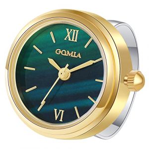 JewelryWe Montre à Bague Étanche Femme - Montre à Doigt Boîtier Rond Simple et à la Mode Cadran à Échelle de Chiffres Romains (Or) (JewelryWe Bijoux, neuf)