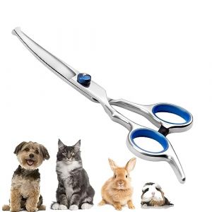 Ciseaux de Toilettage Pour Chiens, Ciseaux pour Chien Acier Inoxydable, Ciseaux de Toilettage pour Chiens, Courbés pour Chien (BLeezm, neuf)