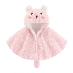 Lifup Enfant Manteau Fausse Fourrure Veste, Poncho Châle en Plein Air Chaud pour l'hiver,Veste à Capuche, Doux Chaud en Coton Veste de Hiver Épais Rose 1-2 an (Gaptop EU, neuf)