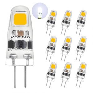 I-SHUNFA Ampoules LED G4 &agrave; Intensit&eacute; Variable Blanc Froid 6000K, AC/DC 12-24V, 1.2w Remplace Les Ampoules Halog&egrave;nes 12W-15W, 125LM Economie D'&eacute;nergie Mini Ampoules LED, Pas de Scintillement, Lot de 10 (shenghongguang, neuf)