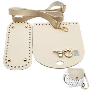 CALFOVERA 3 Ensemble de Sacs &agrave; Tricoter et Crocheter Bandouli&egrave;re R&eacute;glable en Cuir PU Rabat Accessoires de Sac &agrave; Dos Ovales pour Sac &agrave; Main Sac &agrave; Main Sac &agrave; Bandouli&egrave;re Remplacement Beige (CALFOVERA FR, neuf)