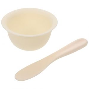 Gatuida Bol M&eacute;langeur en Silicone 2 Pi&egrave;ces pour Masques Visage Faits Maison Kit avec Applicateur Blanc et Beige Outil de Soin DIY pour Femmes Bol &agrave; Masque Flexible et R&eacute;utilisable (Queenie ruy, neuf)