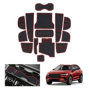 GAFAT Volvo XC60 | Recharge | Hybrid 2018-2024 2025 Tapis Antid&eacute;rapants en Caoutchouc, Volvo XC60 2023 Tapis de Console Centrale, Tapis de Couture de Porte, Accessoires Volvo XC60 (Rouge) (GAFAT(EU), neuf)