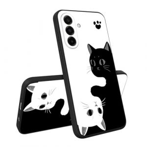 HopMore Coque pour Samsung Galaxy A17 5G &Eacute;tui Noir avec Motif Etui de Protection en Silicone Antichoc Housse Mince Souple Douce TPU Case pour Samsung A17 5G Cover, Chat Noir & Blanc (HopMore, neuf)