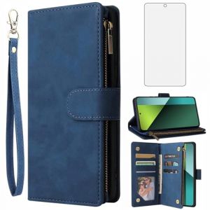 Asuwish Coque pour Xiaomi Redmi Note 13 Pro 5G/Poco X6 Portefeuille avec Verre Tremp&eacute; et Porte Carte Chaine PU Cuir &agrave; Clapet &Eacute;tui Housse Support 13Pro Pro5G 6X Etui T&eacute;l&eacute;phone Case Femme Homme Bleu (Asuwish Official Store, neuf)