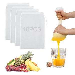 THQAE 10 Pi&egrave;ces Sac Filtrant,Reutilisable Filtre &agrave; Lait de Soja,Passoire Tissu Blanc,Nylon,pour Jus de L&eacute;gumes et Fruits,Caf&eacute;,Lait Avoine,Lait Vegetal(20 * 30cm) (ProTechika O&Uuml;, neuf)