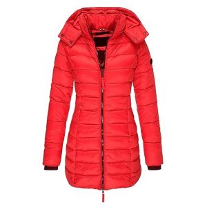 LAEMILIA Manteau Femme Hiver Chaud Veste Femme Capuche Amovible Blouse Femme Hiver Fermeture Eclair avec Poches Doudoune Mi Longue Matelass&eacute; Parka Femme Couleur Unie Grande Taille S-XXL / 34-48 (LAEMILIA, neuf)