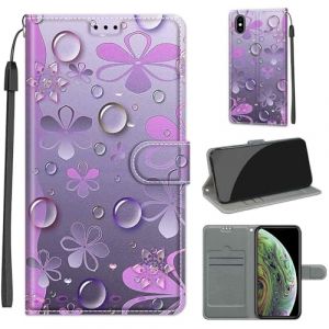 Coque pour iPhone X, Housse Etui Portefeuille Cuir Multifonction, Fermeture Magn&eacute;tique &agrave; Clapet Anti-Choc Compatible avec Coque iPhone XS Book - Fleur (KENHONER, neuf)
