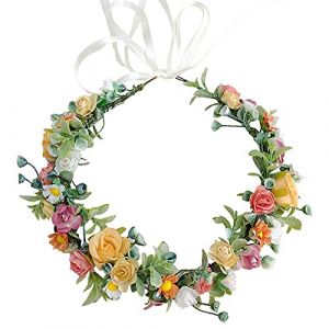 SacJkt Couronne De Fleur Rose, Bandeau De Couronne Florale, Couronne De Cheveux De Fleur De Mari&eacute;e Boh&egrave;me Color&eacute;e Pour Mariage, F&ecirc;te (SmTech, neuf)