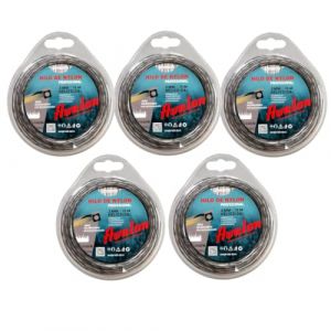 Avalon Lot de 5 fils renforc&eacute;s en nylon universel pour d&eacute;broussailleuse et tondeuse (2 mm x 15 m) - Fil de d&eacute;broussailleuse renforc&eacute; DualPower pour mauvaises herbes (FERRETERIA ONLINE VTC, neuf)