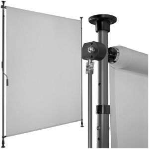 tectake® Store banne sans Perçage Vertical avec Manivelle, Multi-Fonction Store Vertical Enroulable Brise Soleil Brise Vue Jardin Brise Vue Balcon Opaque en Acier laqué époxy - Gris Clair, 120x310cm (TECTAKE FRANCE SAS, neuf)
