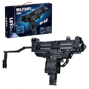 Technik Militaire Arme Blasters, 402 Pièces Mitraillette Uzi avec Fonction Tirée, DIY Militaire Modèle de Fusil de Sniper pour Adultes Enfants Compatible avec Lego (Tirff, neuf)
