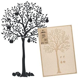 NAKLEO Pochoir pour Peinture Murale Grand Format 104x167cm, Mod&egrave;le en Plastique et R&eacute;utilisable, Pomme Poire Fruit Arbre Oiseau, DIY Bricolage Artisanat D&eacute;coration a Peindre, Bois Tissu Mueble (Nakleo / Stencils / Stickers / Art&Wall Decor, neuf)