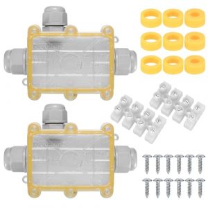 2 Pièces Boite de Derivation Etanche Exterieur, Boite Etanche Electrique Exterieur, Boîte de Jonction étanche IP68, 3 Voies Connecteurs Boîtier Électrique Extérieur Ø 5 mm-15 mm (HaMiKaKeJi, neuf)