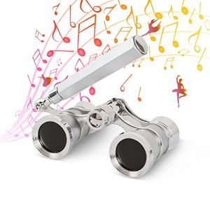 Aomekie Jumelles de Th&eacute;atre Lorgnette avec Poign&eacute;e Jumelles Longue Vue en M&eacute;tal pour Spectacle Tourisme Concert (Argent) (Aomekie Scope, neuf)