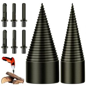 Foret &agrave; Bois pour Fendre du Bois, 32mm+42mm Fendeur de Buche, Foret Conique avec 6 Poign&eacute;es pour Perceuse &Eacute;lectrique (SUSUWang1300, neuf)