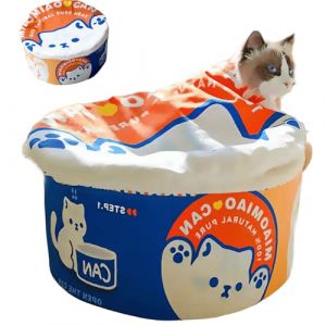 ZHUIYIWIN Lit Niche pour, Niche pour Chat pour avec Coussin Amovible Lavable rembourr&eacute;, Lit apaisant pour Chat Petit Chien (Bleu Orange, L) (HFzhiyihui, neuf)
