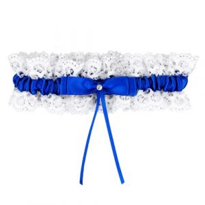 Mikovivi Dentelle Jarreti&egrave;re de Mari&eacute;e, &Eacute;l&eacute;gante Extensible N&oelig;ud Jarreti&egrave;re Mariage Accessoires de Mariage pour Femmes Filles F&ecirc;tes (Bleu Royal) (Bai Yun, neuf)