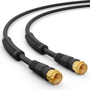 HB-DIGITAL C&acirc;ble d'antenne SAT TV 8K 4K UHD C&acirc;ble coaxial satellite 5m Connecteur F DVB-S2 DAB+ Radio Filtre de courant sous gaine 2x noyau de ferrite noir (HB-DIGITAL, neuf)