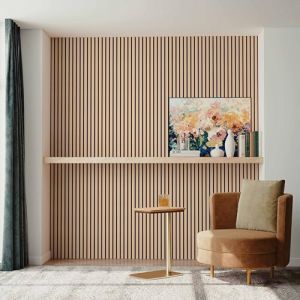 AICA Lot de 2 Panneaux Muraux D&eacute;coratifs Acoustiques Bois MDF 120x60cm Ch&ecirc;ne fonc&eacute; AntiBruit, Facile &agrave; Poser (AICA  Sanitaire, neuf)