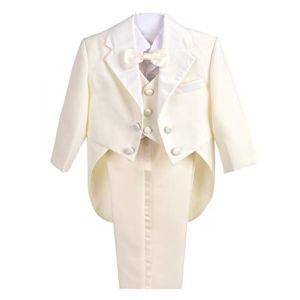 Lito Angels Smoking Ivoire pour Bebe Garcon, Ensemble 5 Pieces (Blazer, Gilet, Chemise, Noeud Papillon et Pantalon) Costume de Mariage Ceremonie Bapteme, Taille 12 Mois (Lito Angels FR, neuf)
