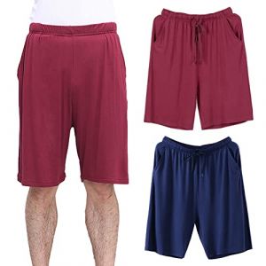 Jamron Homme Grande Taille Lot de 2 Bas de Pyjama Court Extensible Léger Short de Nuit Short Maison Intérieur avec Poches Bourgogne + Bleu Marine 5XL (No.7 Fashion House, neuf)