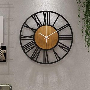 HAITANG Grande Horloge Murale Ronde en Bois Noir pour décoration de Salon, Chiffres Romains rétro, silencieuse, ne chatouille Pas, Convient pour la Maison, Le Jardin, Le Bureau, Le café - 40 cm (WEI JIE UK Store, neuf)