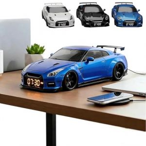 R&eacute;veil Hypercar, R&eacute;veil Voiture de Sport - Effets Moteur et Lumi&egrave;res R&eacute;alistes, Horloge Voiture de Course avec &Eacute;cran LED Haute D&eacute;finition, R&eacute;veils Voitures deSport Unique pour la D&eacute;coration (blue) (dingzhoumeiou, neuf)