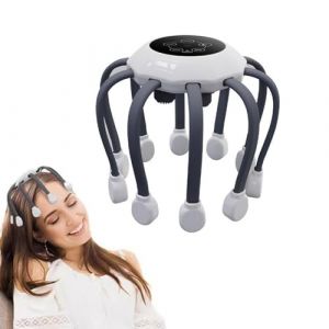 Masseur de t&ecirc;te en forme de pieuvre, masseur de t&ecirc;te de cuir chevelu anti-stress, masseur &eacute;lectrique pour cuir chevelu avec 14 points de vibration, masseur de t&ecirc;te, soulage la pression du cuir chevelu (HAOLIN -best, neuf)