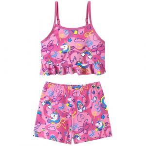Maillot de Bain 2 Pièces pour Filles Anti UV Maillot de Bain à Séchage Rapide Manches Courtes Plage Maillot de Bain pour Enfant (SensDirect, neuf)