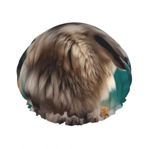 Bonnet de douche amusant en forme de loup pour femme - Double couche - Bonnet de bain &eacute;pais r&eacute;utilisable et imperm&eacute;able avec bande &eacute;lastique - Lavable - Pour homme et femme - Spa et salon (wenyangshanghang, neuf)