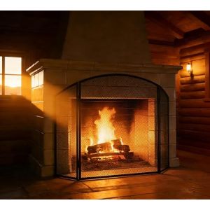 Kingson Pare-feu de chemin&eacute;e noir 96,5x61 cm pour br&ucirc;leurs &agrave; bois et foyers &agrave; b&ucirc;ches, protection de s&eacute;curit&eacute; pour b&eacute;b&eacute;, pare-feu pour feux ouverts (Kingson INC, neuf)