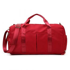 Sac de Sport Femme Homme Grande capacité Sac Voyage Bagage Duffel Fitness Vacances avec Poche à Chaussures Sac a Main Sac Bandoulière Sac Epaule Bagages (Rouge) (light-in-the-dark, neuf)