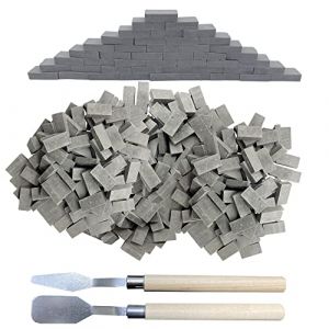 Woohome 500 PCS Mini Briques 1: 16 Gris Briques Miniature Mini Briques D' Argile Diorama pour Fairy Garden Decor, Accessoires Aménagement Paysager Miniature (CXiong, neuf)