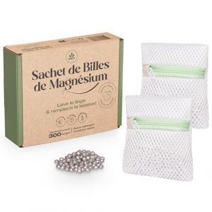 Moonizip Lessive Ecologique, Economique, Hypoallergénique - Réutilisable 300/350 fois - Sachet de billes de magnésium - Lave & remplace la lessive - Sans Détergent Sans Parfum (2 Sachets) (Moonizip, neuf)