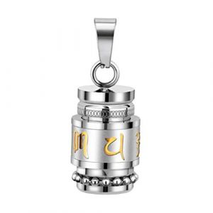 HomeDecTime Collier Pendentif Bouddha Pendentif Bouddhiste Mantra Prière Bouteille Collier - Argent (Homegarden FR, neuf)