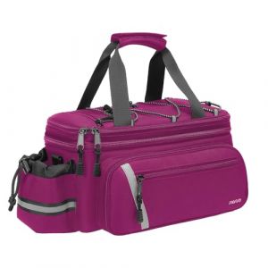 MOSISO 8L Sacoche Vélo Porte Bagage Arrièreavec Housse de Pluie,Sac Isotherme pour Bagage,Sac de Siège Arrière de Vélo Isolé avec 2 de Pliables,Sac à Bandoulière pour Selle Cargo,Rose Rouge (Mosiso FR, neuf)