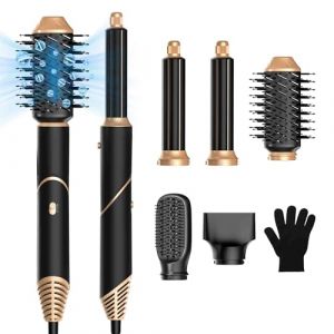 Airbrush 5 en 1, Air Styler, Air Brush 5 en 1 avec Sèche Cheveux Ionique, Brosse Soufflante, Fer a Friser, Brosse Chauffante, Brosse Lissante, Hair Styler pour Sécher, Boucler, Lisser (SHUANG DING XIN, neuf)