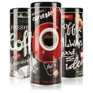 com-four® 3X boîte à dosettes de café - boîte métallique pour dosettes de café - récipient de Rangement avec Couvercle pour café, thé, Biscuits - boîte décorative (3 pièces - Vintage) (COM-FOUR  Vertriebs GmbH, neuf)