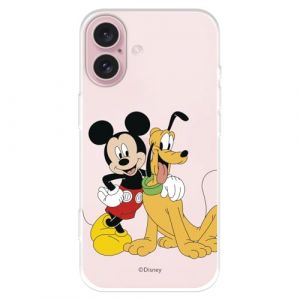 Coque compatible avec iPhone 16 officielle Disney Mickey & Pluto pour prot&eacute;ger votre t&eacute;l&eacute;phone portable Coque en silicone transparente souple sous licence officielle Disney classiques (La Casa de Las Carcasas, neuf)