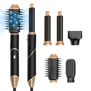 Airbrush 5 en 1, Air Styler Fordable, Seche Cheveux 5 en 1 avec S&egrave;che Cheveux Ionique, Brosse Soufflante, Boucleur a Cheveux, Brosse Lissante, Hair Styler pour S&eacute;cher, Boucler, Lisser (SHUANG DING XIN, neuf)