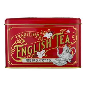 New English Teas Boîte à thé vintage victorienne avec 40 sachets de thé English Breakfast Rouge (mOrganics Beauty (UK), neuf)